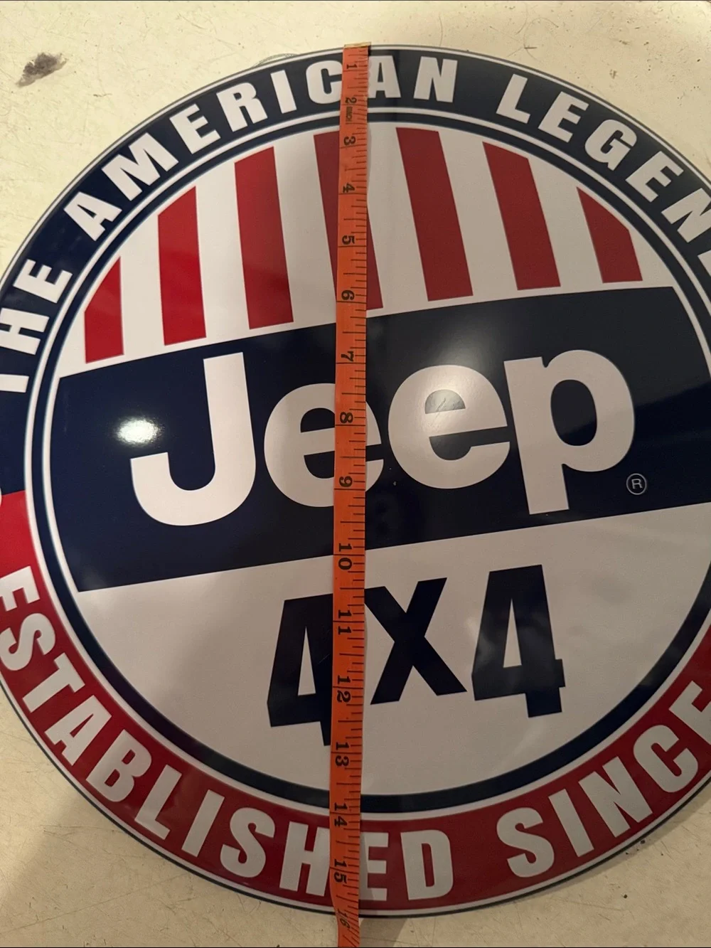 Jeep Patriotic Round Wall Sign - Red, White, Blue